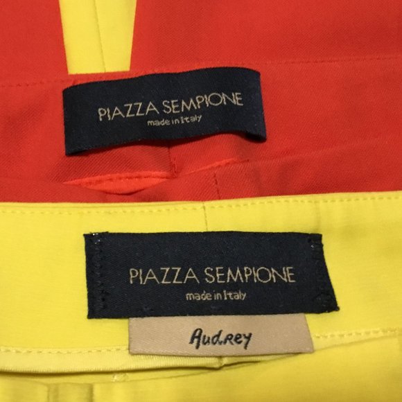 Piazza Sempione Audrey Pants Cropped Italy RARE YELLOW & CORAL Size US 8  IT 44 - Picture 6 of 14